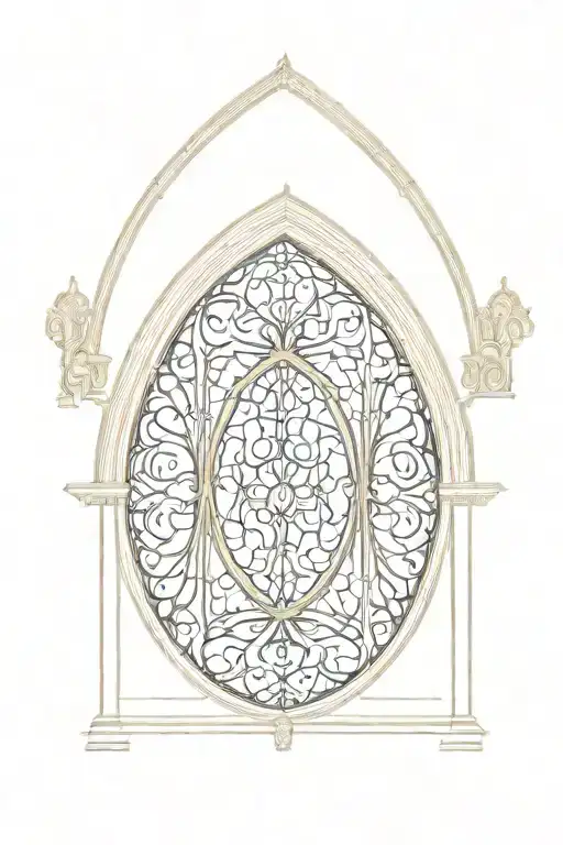 gothic arch window tattoo design idea