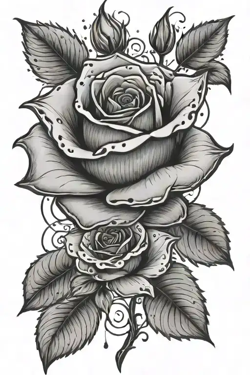 Dying rose with falling petals tattoo design idea