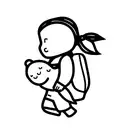child's backpack with a doll in it  tattoo design idea