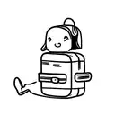 child's suitcase with doll in it tattoo design idea