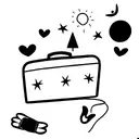 child's suitcase with doll in it tattoo design idea