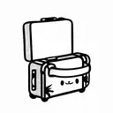 child's suitcase with doll in it tattoo design idea