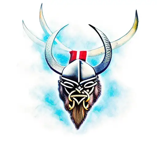 Viking ax with crows head tattoo design idea