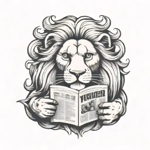 Dutch lion holding a newspaper called 'De Waarheid' tattoo design idea