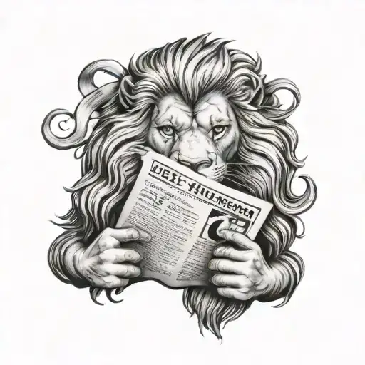 Dutch lion holding a newspaper called 'De Waarheid' tattoo design idea