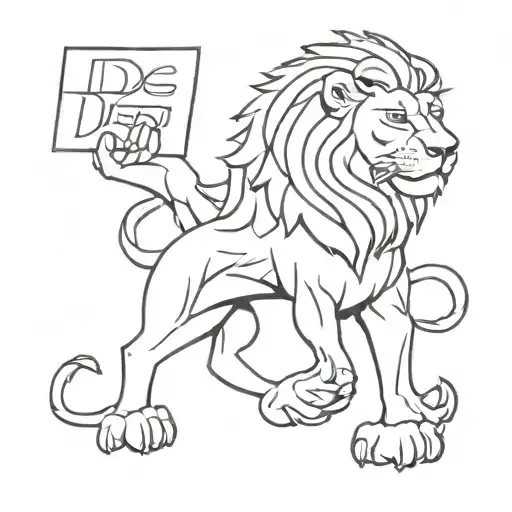 Dutch lion holding a newspaper called 'De Waarheid' tattoo design idea