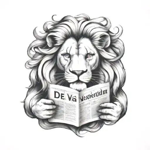 Dutch lion holding a newspaper called 'De Waarheid' tattoo design idea
