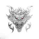 Oni Mask, Japanese Dragon, Cherry Blossom Trees tattoo design idea