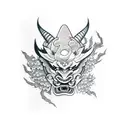 Oni Mask, Japanese Dragon, Cherry Blossom Trees tattoo design idea