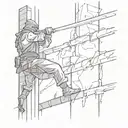 A ninja stealthily climbing a wall with a katana in hand tattoo design idea
