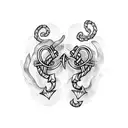 2 hearts in seaweed with an anchor at the bottom tattoo design idea