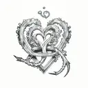 2 hearts in seaweed with an anchor at the bottom tattoo design idea