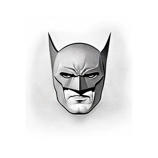 Realistic portrait of Batman with his iconic cowl tattoo design idea