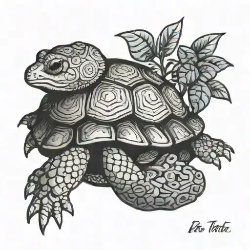 box turtle surrounded tattoo design idea