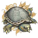 box turtle surrounded tattoo design idea