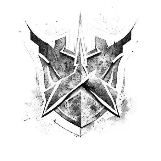 Assasins Creed Logo Letter A in black and red colors with aquarela style tattoo design idea