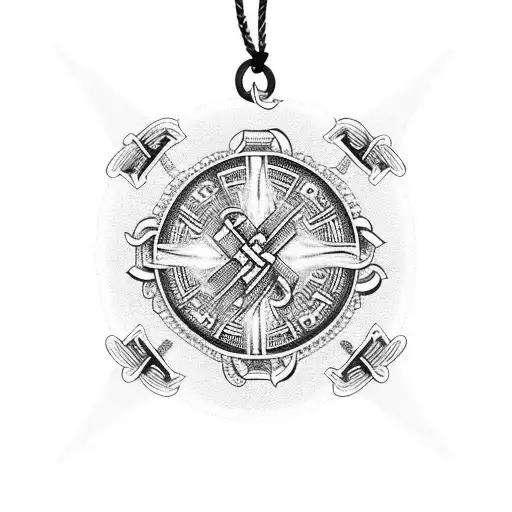 heaven cross necklace tattoo design idea