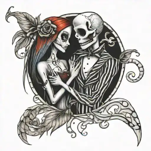 jack and sally couples tattoo tattoo design idea