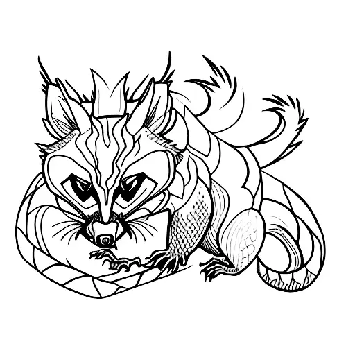 racoon dragon tattoo design idea