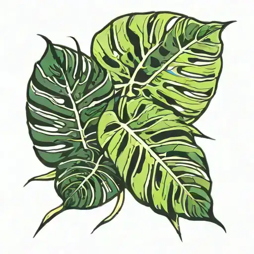 Monstera delicious leaf tattoo design idea