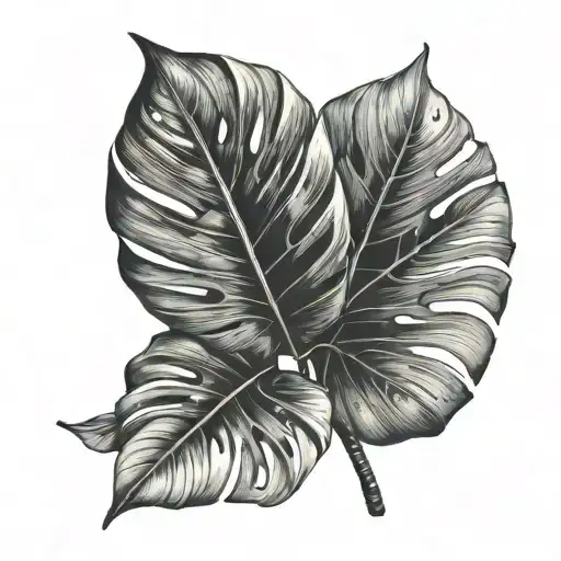 Monstera delicious leaf tattoo design idea