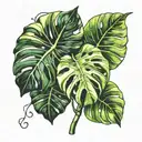 Monstera delicious leaf tattoo design idea