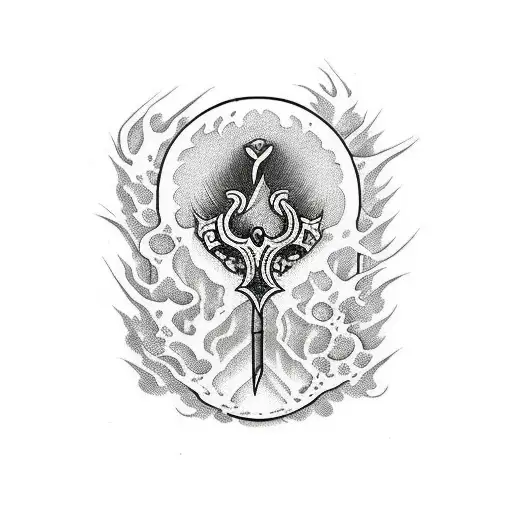 dagger stabing broken hearth tattoo design idea
