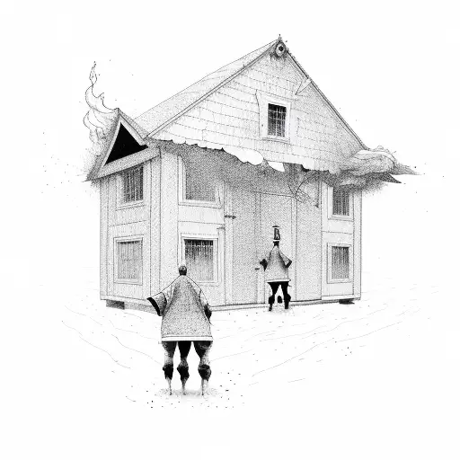 shed roof exploding tattoo design idea