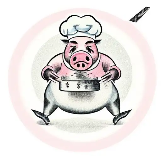 A pig chef preparing a delicious meal tattoo design idea