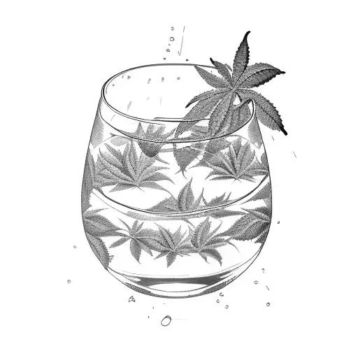 Long Island ice tea marijuana joint tattoo design idea