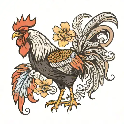 Generate a small tattoo for key west florida that incorporates a rooster tattoo design idea