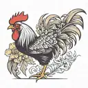 Generate a small tattoo for key west florida that incorporates a rooster tattoo design idea