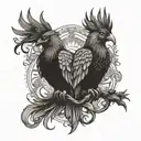 Two phoenixes in Gothic style tattoo design idea