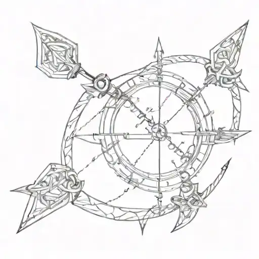 nautical bow and arrow going tattoo design idea