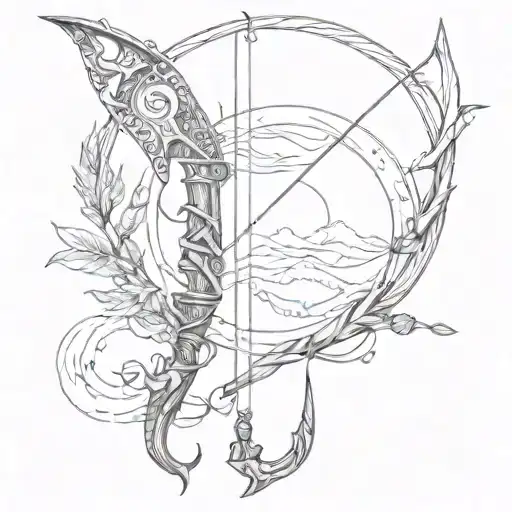 nautical bow and arrow tattoo design idea