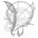 nautical bow and arrow tattoo design idea