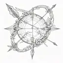 nautical bow and arrow tattoo design idea