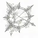 nautical bow and arrow tattoo design idea