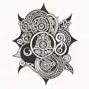 A Polynesian inspired tattoo design featuring symbols of power and determination intertwined with traditional Polynesian patterns tattoo design idea