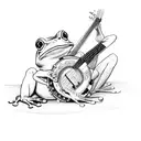 frog strumming banjo tattoo design idea