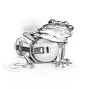 frog strumming banjo tattoo design idea