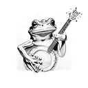 frog strumming banjo tattoo design idea