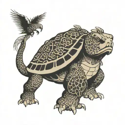 turtle lion tattoo design idea