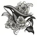 orca with poppy flowers   tattoo design idea