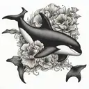 orca with poppy flowers   tattoo design idea