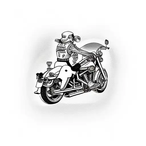 Harley Davidson motorcycle driving up a curving road tattoo design idea