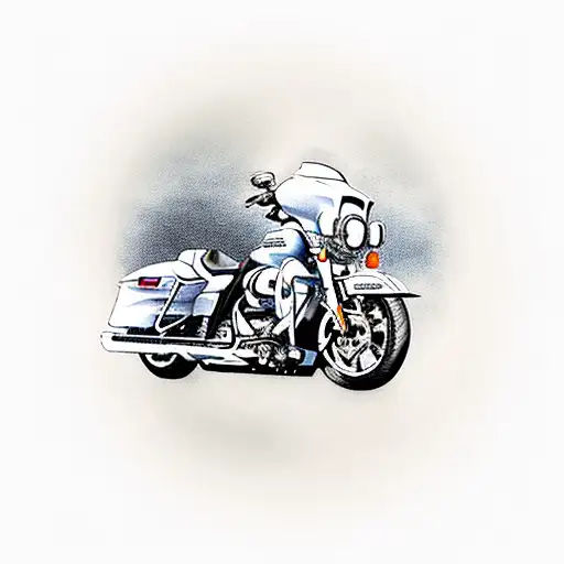 Harley Davidson motorcycle driving up a curving road tattoo design idea