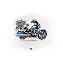 Harley Davidson motorcycle driving up a curving road tattoo design idea