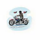 Harley Davidson motorcycle driving up a curving road tattoo design idea