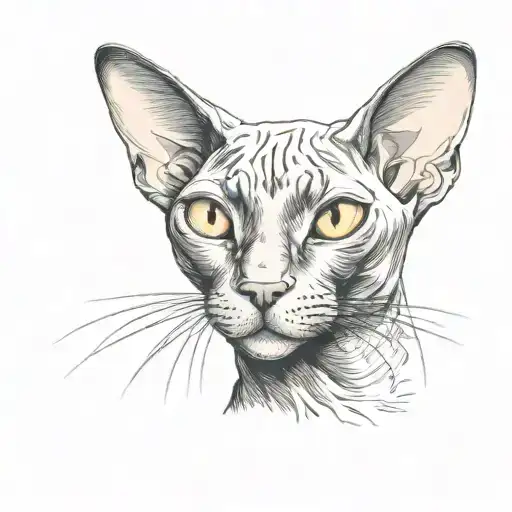  black sphinx cat head tattoo design idea